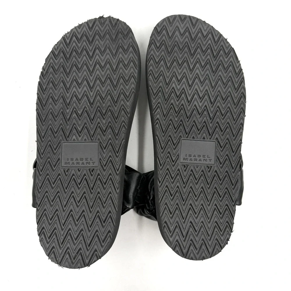 Isabel Marant Naori Flatform Sandals Black Leather Strappy Women Sz 38 / 7.5 - Picture 10 of 11